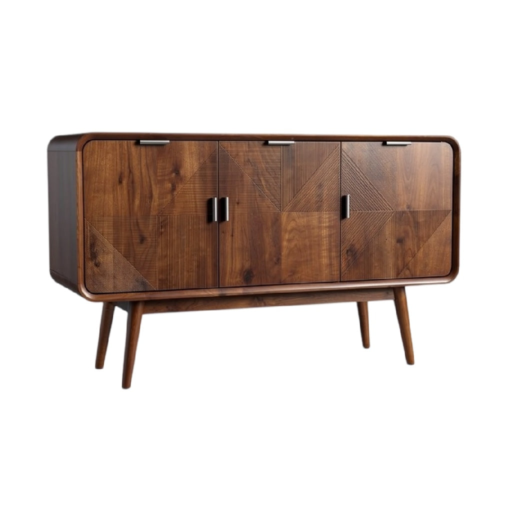 **Technische titel in het Nederlands:** Modulaire houten kast met geometrisch patroon en vier deuren